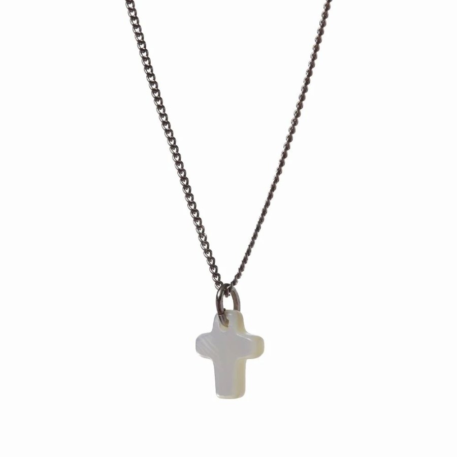 Necklaces * | Saint Laurent Slim Pendant Necklace With Small Cross