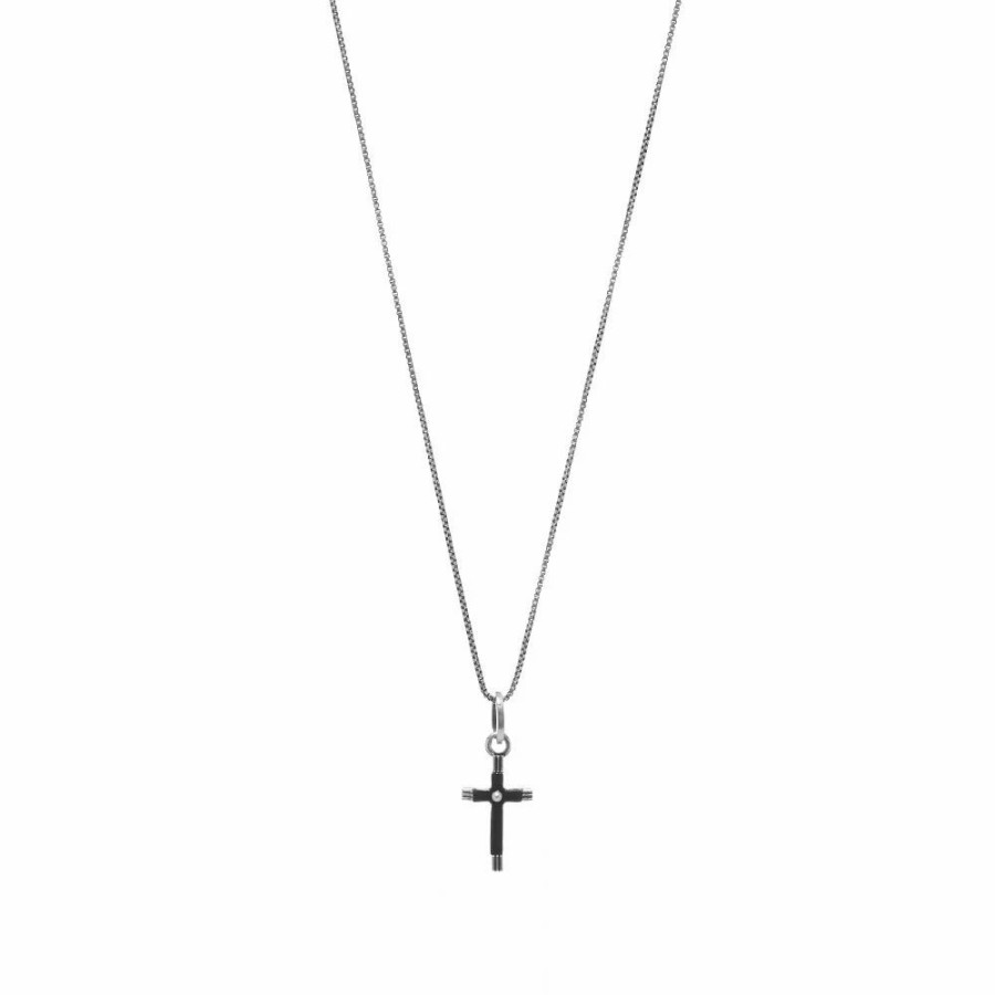 Necklaces * | Saint Laurent Slim Pendant Necklace With Cross