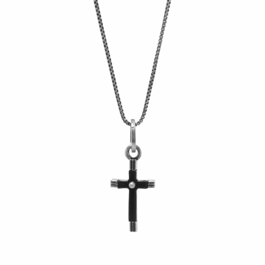 Necklaces * | Saint Laurent Slim Pendant Necklace With Cross