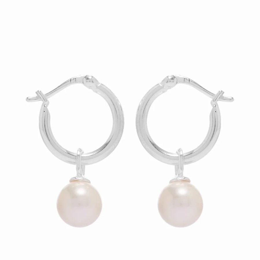 Earrings * | Hatton Labs White Pearl Hoop Earrings