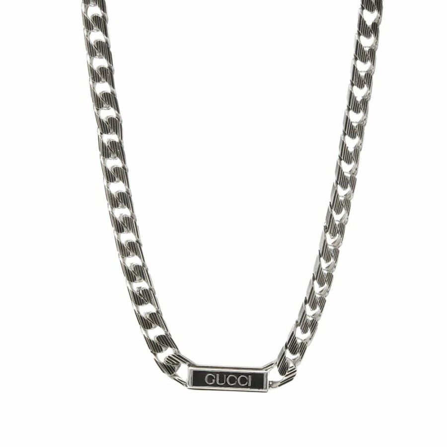 Necklaces * | Gucci Jewellery Gucci Tag Chain Enamel Necklace