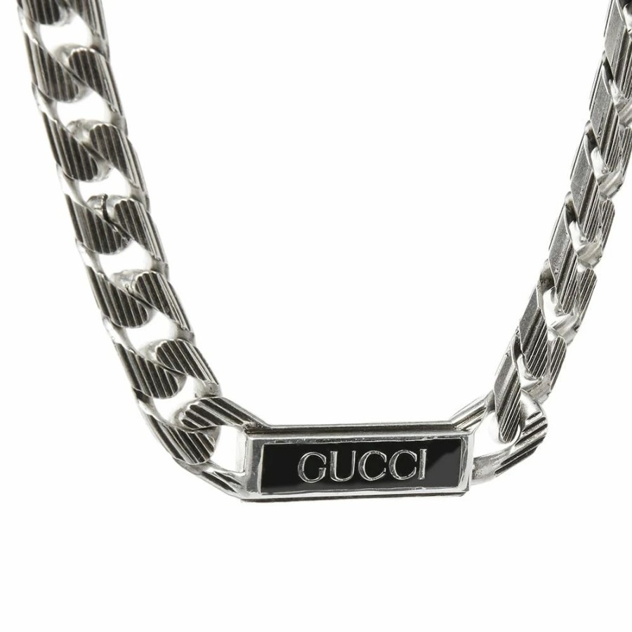 Necklaces * | Gucci Jewellery Gucci Tag Chain Enamel Necklace