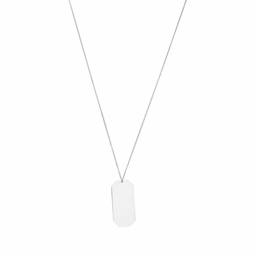 Necklaces * | Saint Laurent Long Id Tag Pendant Necklace